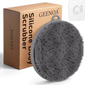 Silicone Body Scrubber for Shower, Silicone Loofah Body Buffer with Dense Bristles and Comfort Handle, Exfoliating Body Scrubber Shower Scrubber for Good-Lathering & Deep Cleansing(Gray)