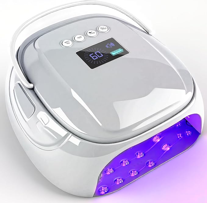126W Rechargeable UV LED Nail Lamp, Portable Cordless Nail Dryer with Auto Sensor and 4 Timer Settings, Professional Curing Lamp for Gel Polish and Salon (Plating Silver)