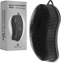 MainBasics Silicone Body Scrubber Dual-Sided, Black, Massage | Shower Scrubber with Massage Nodes, Silicone Loofah Alternative for Deep Clean