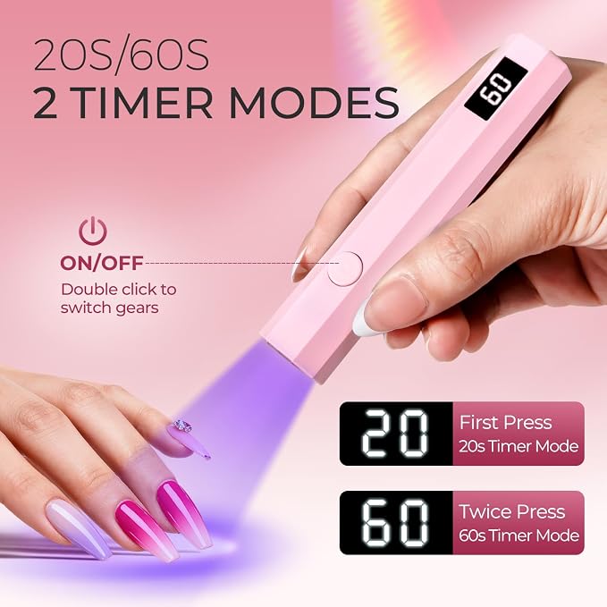 mlogiroa UV Nail Lamp with Stand Foldable Pink Flash Cure Lamp | 360°Adjustable Rotation, Portable, Relax Hands, for Gel Polish Home DIY Salon Women Painting Manicure