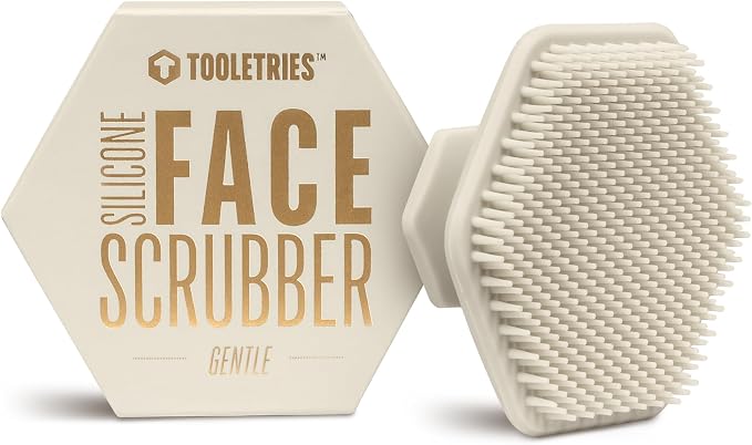 TOOLETRIES Silicone Face Scrubber, Facial Cleansing Brush - Sand | Gentle facial exfoliator for deep pore cleansing, dead skin removal and a soft, refreshing massage.