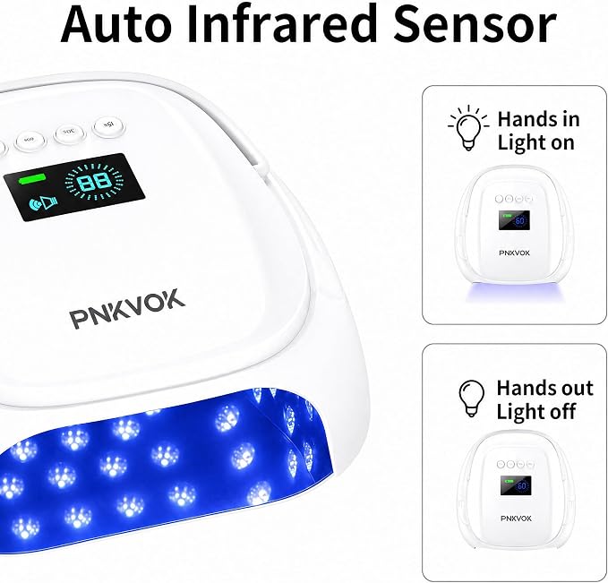 126W Rechargeable UV LED Nail Lamp, Gel Light Polish Dryer for Nails | Cordless UV Light for Nails with LCD Display, 4 Timer Setting and Auto Sensor, Nail Cure Light with Removable Bottom (White)