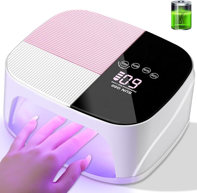 LIMEGIRL UV LED Nail Lamp Kit for Gel Polish Professional Fast Curing White Dryer Light Set with 45PCS Lamp Beads and Gloves and Auto Sensor Cordless Rechargeable Nail Art Cure Machine for Manicure