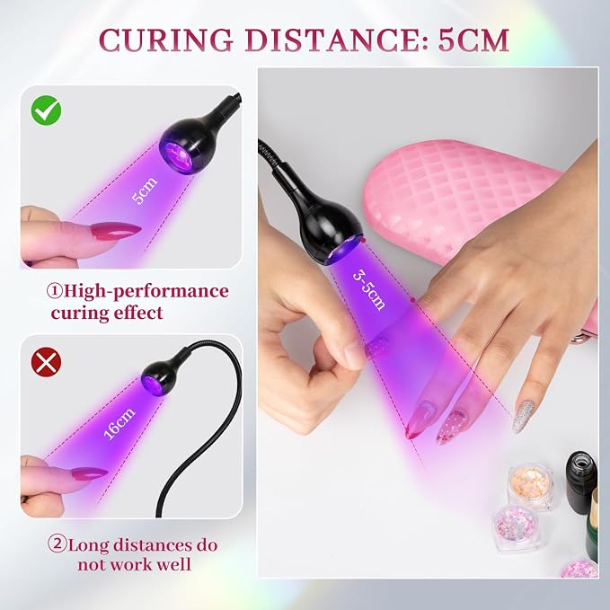 UV LED Nail Lamp - Curing Light Foot Control UV Nail Dryers | Smart sensor, 360° gooseneck, 6h runtime, LCD display, 365+405nm, for gel polish, salon and home DIY, great choice