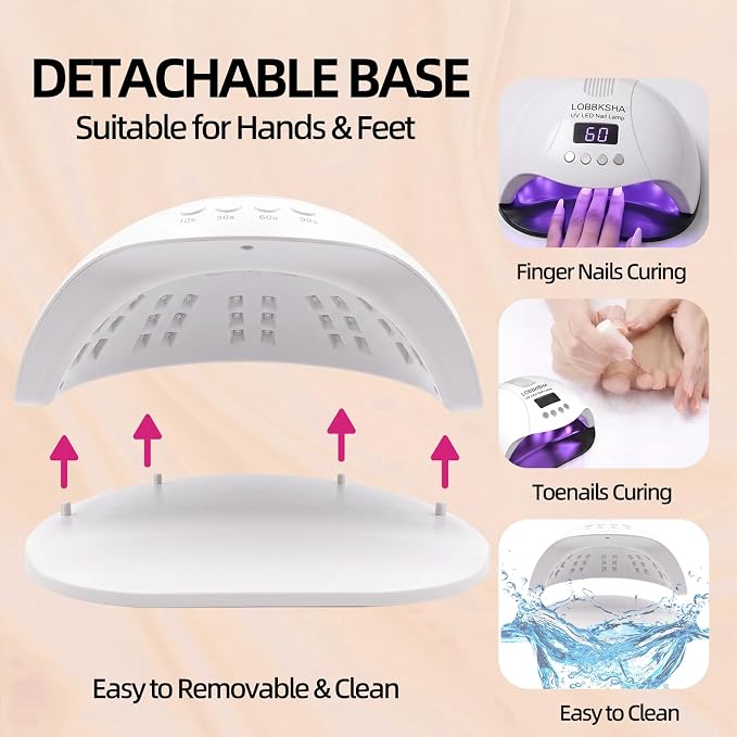 UV LED Nail Lamp, 280W Fast Curing Gel Nail Dryer for Gel Polish, Rhinestone Glue, Solid & Liner Gel, 4 Timers & Spacious Chamber with Smart Sensor, Professional 45Pcs LEDs for Home Salon Use