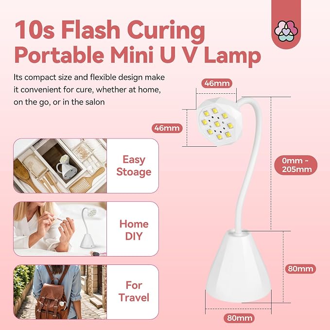 SAVILAND 27W U V Light for Gel Nails: Smart Sensor U V Gels X Lamp 10s Flash Cure Intellisense Gooseneck U V Lamp for Gel Nails Mini Fast Dry LED Quick Dry Nail Dryer Artist Travel Home Use