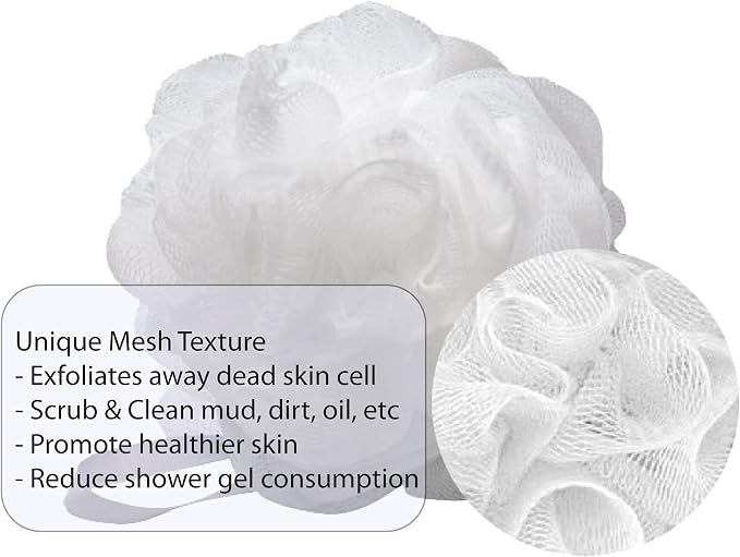 Mesh Pouf Bath Sponge (4 Pack) (Multi-Color)