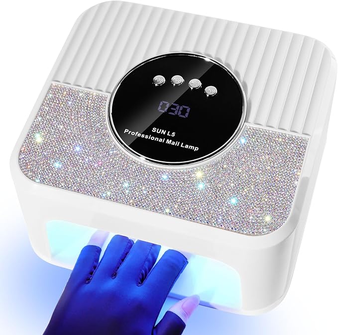 LIMEGIRL UV LED Nail Lamp Kit for Gel Polish Professional Fast Curing White Dryer Light Set with Protection Gloves Nail Art Cure Machine for Manicure Pedicure at Home and Salon