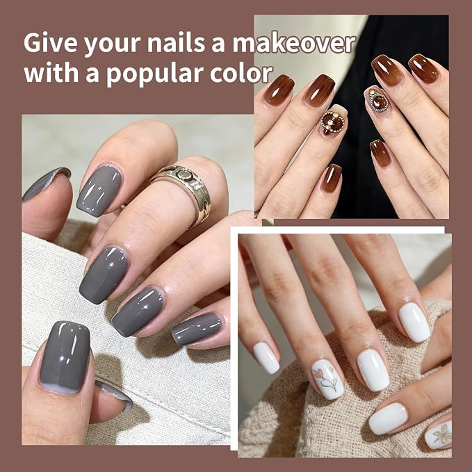 JODSONE 60 PCS Gel Nail Polish Set with 5 Bottles of Base and Glossy Matte Top Coat 55 Colors Soak off Gel Nail Set Suitable for at Home Salon DIY Nail Art