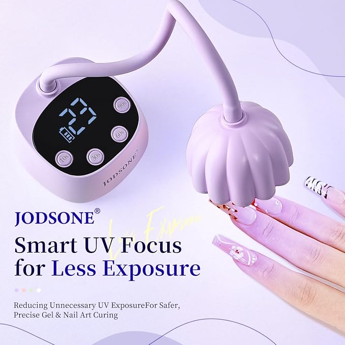 JODSONE Rechargeable Fast Curing U V Nail Lamp -Cordless Portable and Flexible Gooseneck for Gel Polish, Auto Sensor & 4 Timers Lavender Purple