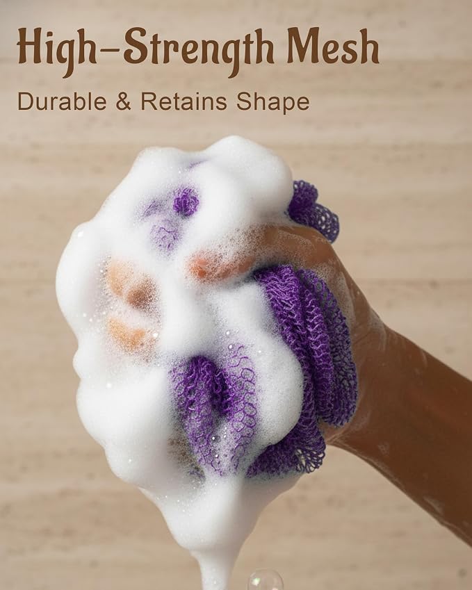 Yiclick African Net Sponge Authentic with Knots 2 Pack - Exfoliating Washcloth Towel, Back Scrubber for Shower Bath, Exfoliating Body Scrubber Exfoliator, African Rags Wash Cloth Loofah Lufa Sponge