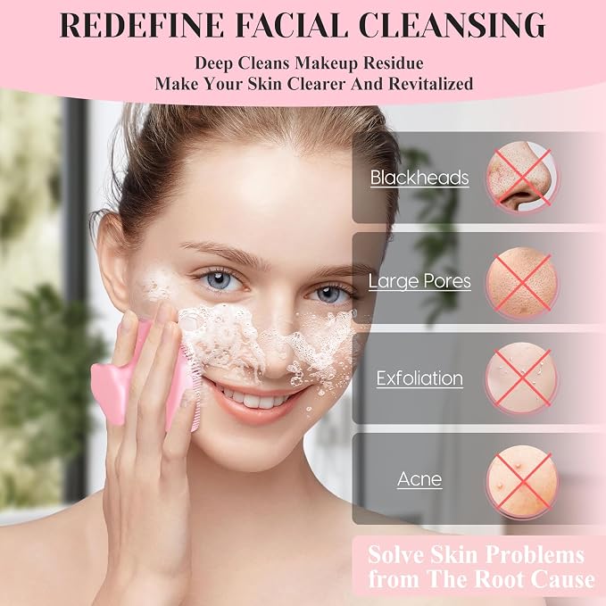 VWMYQ Silicone Face Scrubber - Exfoliating Face Scrubber for Women and Man, Gentle Facial Cleansing Brush Blackhead Acne Pore Pad Cradle Cap, Manual Soft Face Wash Brush for Deep Skin Care