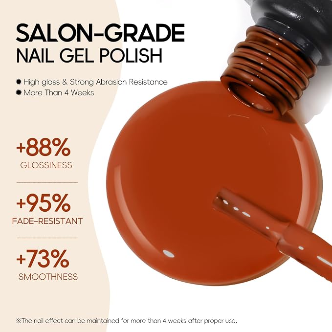 Peacecolor Fall Gel Nail Polish Set, 26PCs Gel Polish Kit 20 Colors Glitter Brown Red Orange 5PCs Matte/Glossy/Glitter Top Base Coat Nail Files Manicure Starter Kit Gifts for Women