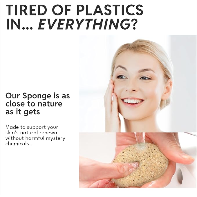 Konjac Sponge Face Scrubber Exfoliator for Cleansing | Vegan Microplastic Free | 100% Natural Plant Based | Non-Toxic | Biodegradable | Eco-Friendly | Plastic Free Packaging