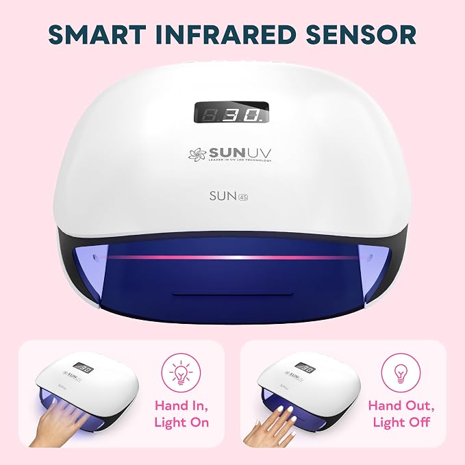 SUNUV UV LED Nail Lamp, UV Light for Gel Polish, LCD Display SUN4S Black | 4 Timer Settings,36 LEDs, Fast Curing Lamp, Removable Base, Compatible with All Gel Polish, For Home & Salon Use