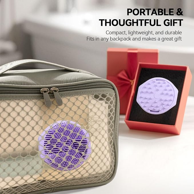 Dual-Sided Silicone Body Scrubber, Silicone Loofah for Shower Exfoliating Body Brush Scrubber for Men and Women for All Skin, Scalp Massager Lather Well＆Easy to Clean (Purple)