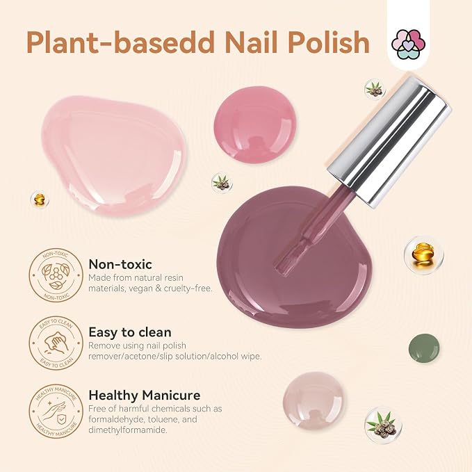 SAVILAND Pink Nail Polish Set: Burgundy Dark Red White Pearl Quick Dry Nail Polish Regular Kit with Castor Oil Base and Top Coat Nail Lacquer Set DIY Art at Home Gift 12 Colors 14 Pcs