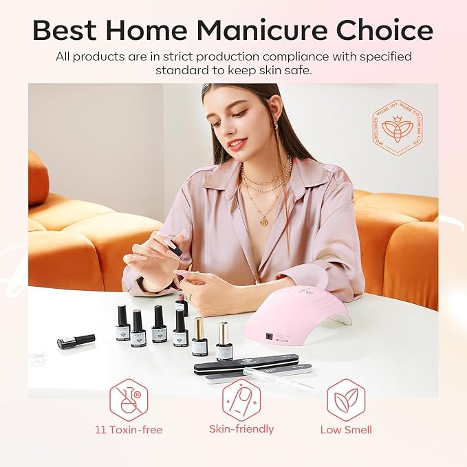 modelones Cat Eye Gel Nail Polish Set Glitter 6Colors Pink Nude Sparkle