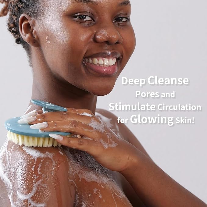 Body Scrubber 2 Pack, BEAUTAIL Gentle Exfoliating Shower Scrubber for Body | 1 Pack PP Bath Brush Gray and 1 Pack Silicone Body Scrubber Black, Soft Shower Loofah for Women, Men, Baby & Sensitive Skin