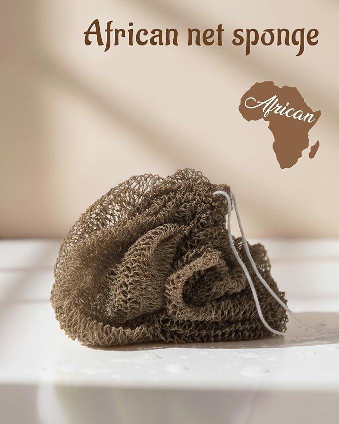 Yiclick African Net Sponge Authentic with Knots 2 Pack - Exfoliating Washcloth Towel, Back Scrubber for Shower Bath, Exfoliating Body Scrubber Exfoliator, African Rags Wash Cloth Loofah Lufa Sponge