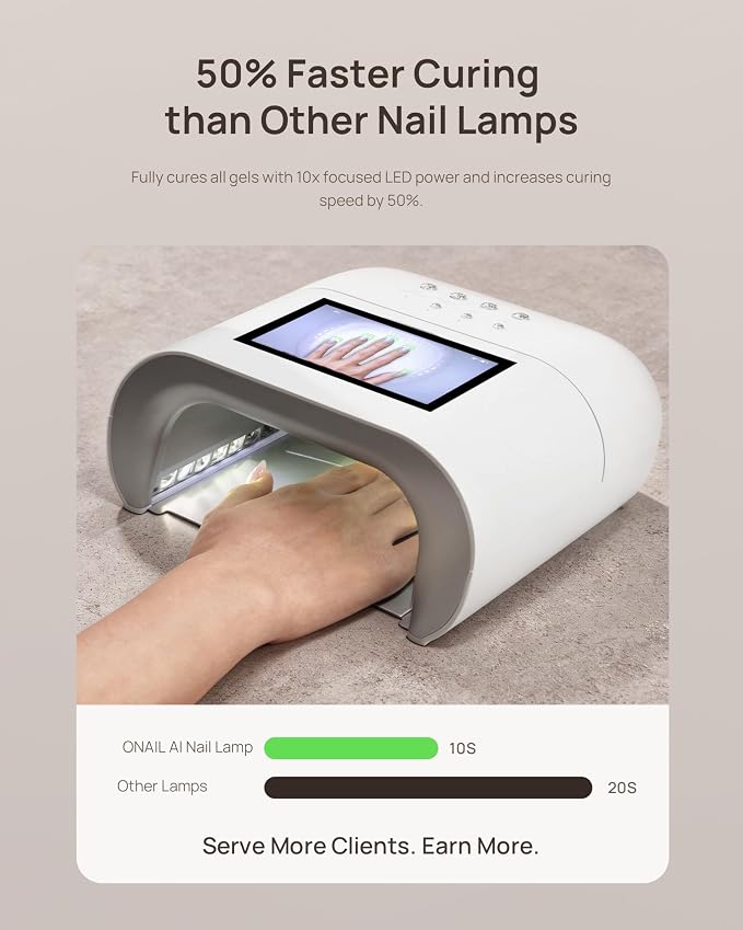 AI UV LED Nail Lamp for Gel Nails - ONAIL Professional Smart Nail Dryer with AI Nail Detection, Pain-Free Fast Curing 109 LEDs Skin-Safe UV Light, Salon Gel Nail Lamp Pink (Plug-in Version)