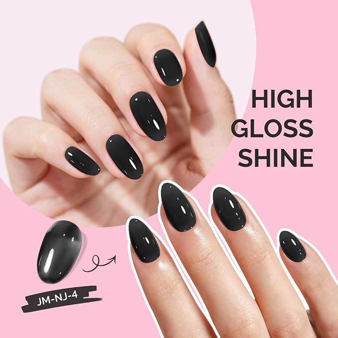 MelodySusie Jeweliver Jelly Gel Nail Polish, 0.5Fl.oz Black Jelly Gel Polish Sheer Translucent Soak Off UV LED Light Cure Valentine's Day Gift for Women Nail Art Manicure Nail Art DIY at Home JM-NJ-4