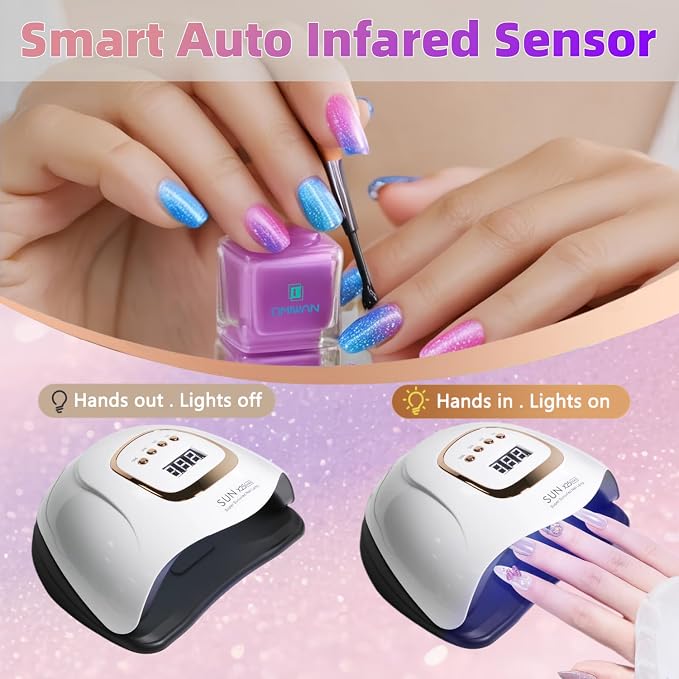 UV LED Nail Lamp with 81 Beads, 380W Nail Curing Lamps for Gel Polish with Automatic Sensor/4 Timer Setting,Led Nail Dryer, Professional Nail Art Drying Tools for Fingernail and Toenail