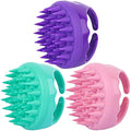 3 Pcs Silicone Scalp Massager & Shampoo Brush, Handheld Scalp Scrubber Cleansing Brush for Shower