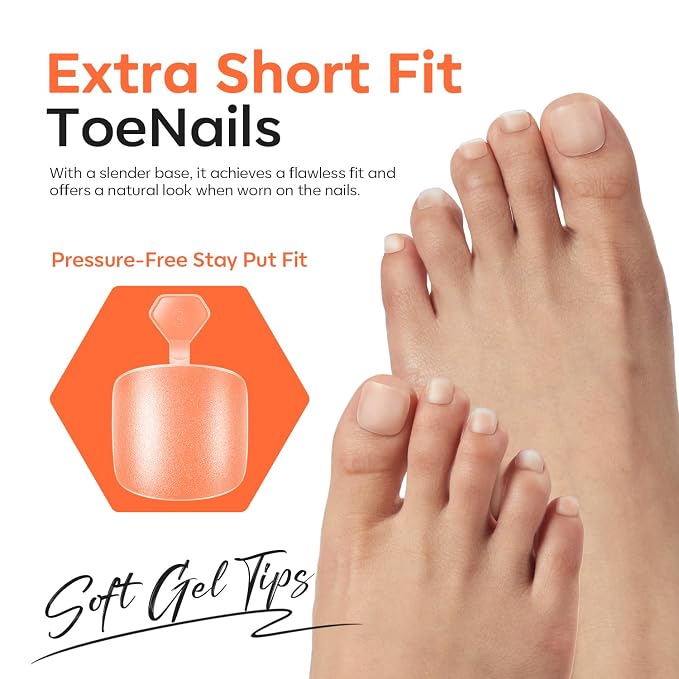Modelones XS Toe Nail Tips Square 510pcs Natural Wear Toenails Press On | Extra Short Square Toe Nail Tips Full Cover 15 Sizes Soft X Nail Gel Fake Toenail