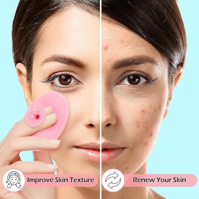 Yokilly Silicone Face Scrubber Kit: 4 Pcs Exfoliator Skin Care Tool | 4 Pcs Manual Handheld Facial Cleansing Brush - Face Scrub Wash Brush with Soft Bristle - Face Cleansing Brush For Women
