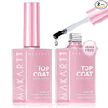 Makartt Hema-Free Gel Top Coat 2 PCS 15ml Upgraded Mild Formula | TPO-Free, Long-Lasting, High Glossy, Clear, Soak-Off UV LED Lamp Needed, No More Damaged Nails, for Home DIY Gift Salon
