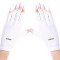 AIRSEE UV Gloves for Nail Lamp,Professional UPF50+ UV Protection Gloves for Manicures Nail Art,Fingerless Gloves That Shield Skin from The Sun and Nail Lamp (White)