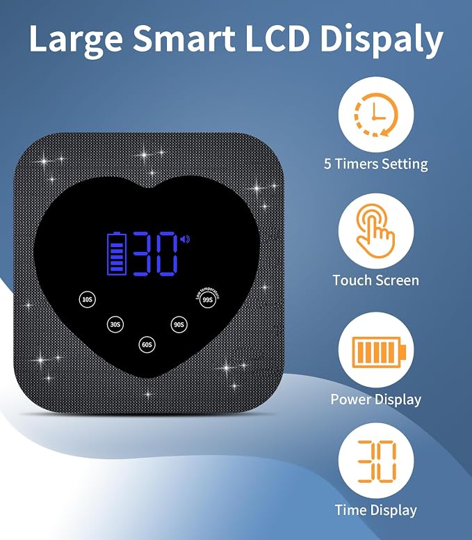 UV Light for Nails, Cordless UV Nail Lamp 72W, Rechargeable LED Dryer | Appearance of Black Diamond, 5 Timer Setting, Touch Control & Auto Sensor, Fast Light Curing Lamp for Salon & Home