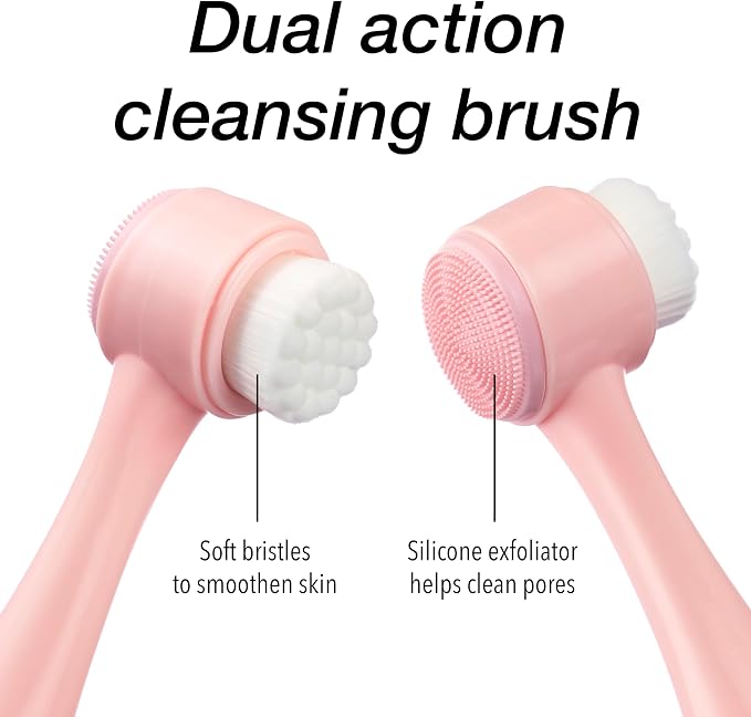 3pc Facial Cleansing & Exfoliating Set - Complete Face Cleanser Collection | Gentle Exfoliating Scrub, Cleansing Brush & Face Wash. Skincare Kit for All Skin Types & Women