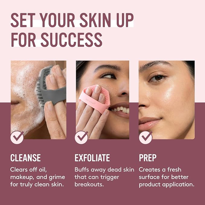 Sud Scrub® Antimicrobial Silicone Face Scrubber, 1 Pack, Gentle Face Exfoliator for Sensitive Skin, Eco Friendly Facial Cleansing Brush, Exfoliating Face Brush for Men and Women (Pink)