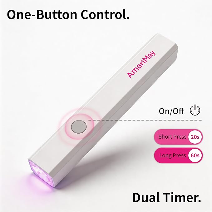 Handheld Mini UV Nail Lamp, Timer 20/60s, Portable Cordless Nail Lamp for Gel Nails, Manicure Gel Polish Curing Light, Fast Curing with USB-C Rechargeable Design