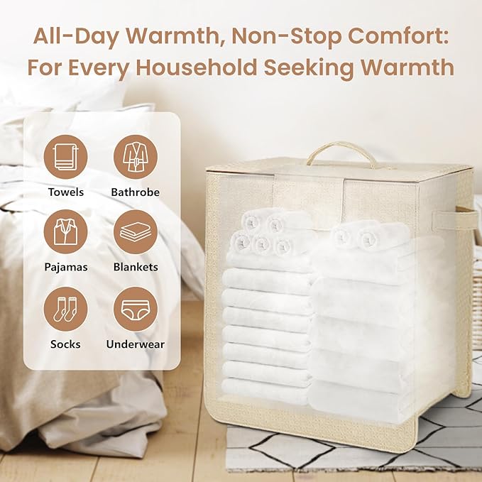 Towel Warmer Bucket - Hot Towel Warmer for Bathroom & Home Spa, Fits 3 Oversized 40"x70" Towels/Bathrobes/Blankets, Auto Shut Off & Adjustable Timer (Upright- Geometric Weave Style)