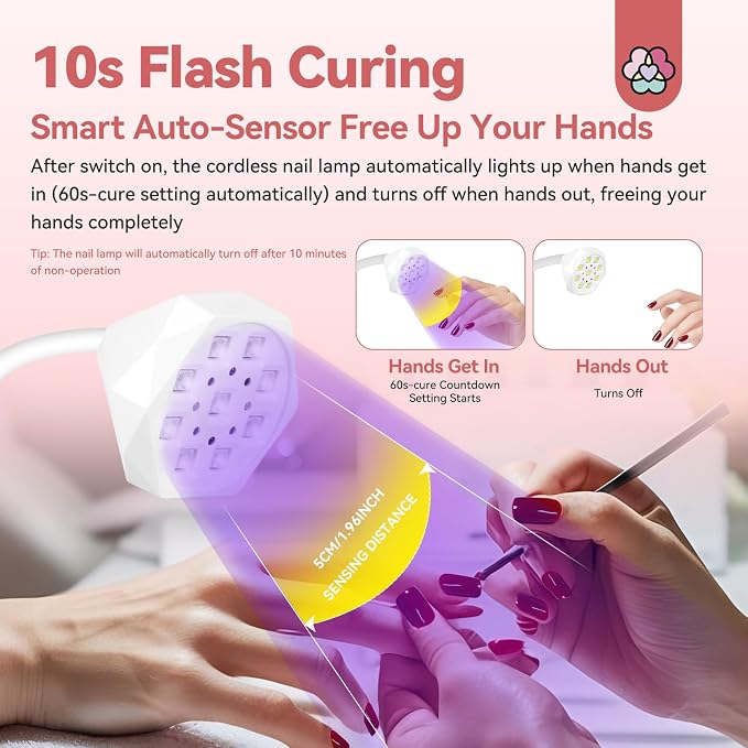 SAVILAND 27W U V Light for Gel Nails: Smart Sensor U V Gels X Lamp 10s Flash Cure Intellisense Gooseneck U V Lamp for Gel Nails Mini Fast Dry LED Quick Dry Nail Dryer Artist Travel Home Use