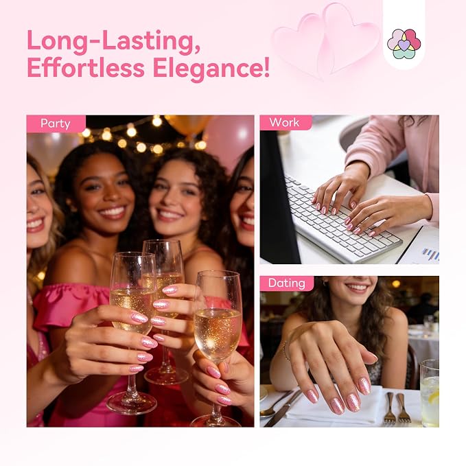 SAVILAND Valentine Nail Polish Set, 6 Romantic Pink Colors, 0.34 Fl.oz | Quick Dry, Cat Eye Shimmer, Magnetic Fingernail Polish with Magnet Stick, DIY Home Manicure Gift for Women Girls