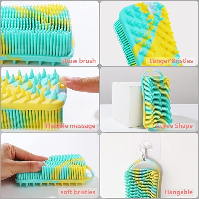 Silicone Body Scrubber, Loofah for Women, Shower Cleaner Scrub Body Brush | Gentle Exfoliating Shower Bath Brush, Rubber Body Wash Deep Cleaning & Exfoliator & Massage, Travel-Friendly for Bathroom