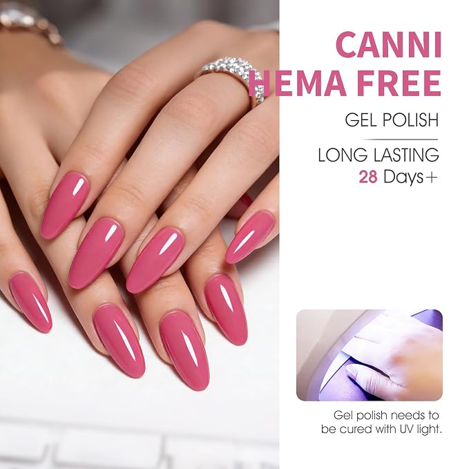 CANNI 9ML Gel Nail Polish Set, 6 Elegant Pink Shades UV LED Soak Off Gel | Smooth Application • Highly Pigmented • Glossy Finish • Long-Lasting Wear • Nail Art • Salon DIY Manicure • Easy Application