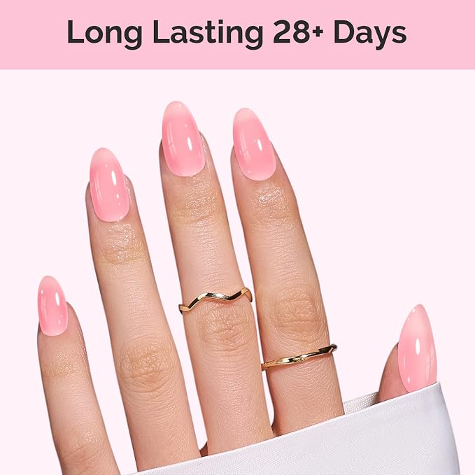 MelodySusie Jeweliver Jelly Gel Polish, 0.5Fl Oz Pink Gel Nail Polish Sheer Translucent Soak Off UV LED Light Cure Valentine's Day Gift for Women Manicure Nail Art DIY at Home JM25