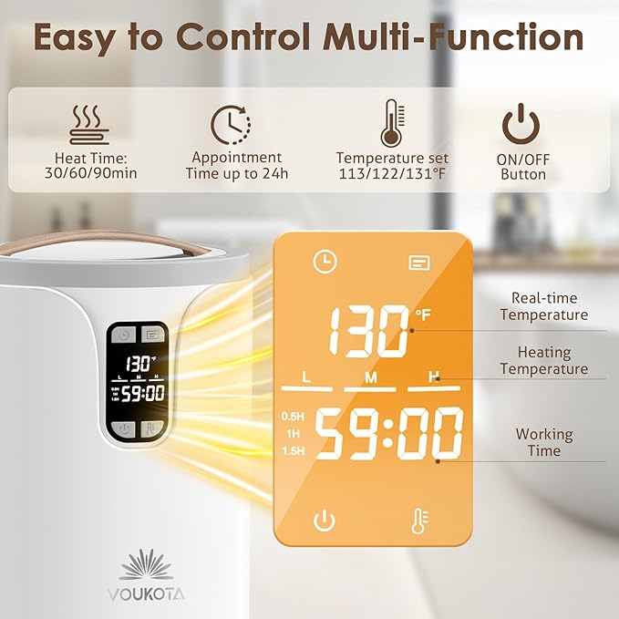 Towel Warmer, 20L Towel Warmers for Bathroom with LED Display for Time and Temperature, Bucket-Style Warmer with Delay Timer 0.5-24H, Heating Time 30/60/90 Mins, Child Lock