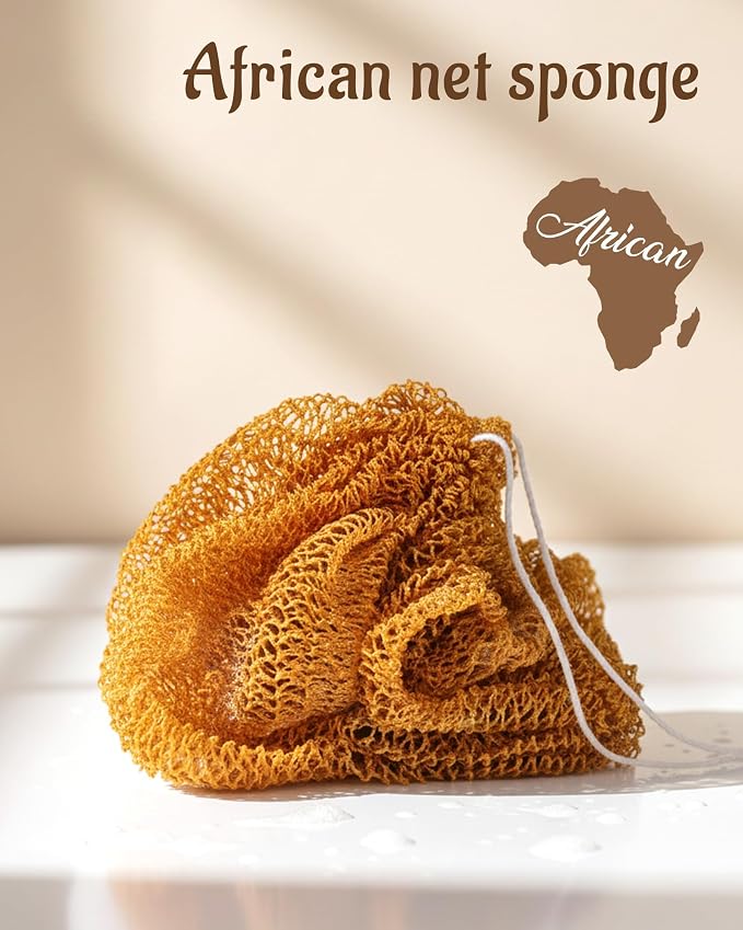 Yiclick African Net Sponge Authentic with Knots 2 Pack - Exfoliating Washcloth Towel, Back Scrubber for Shower Bath, Exfoliating Body Scrubber Exfoliator, African Rags Wash Cloth Loofah Lufa Sponge