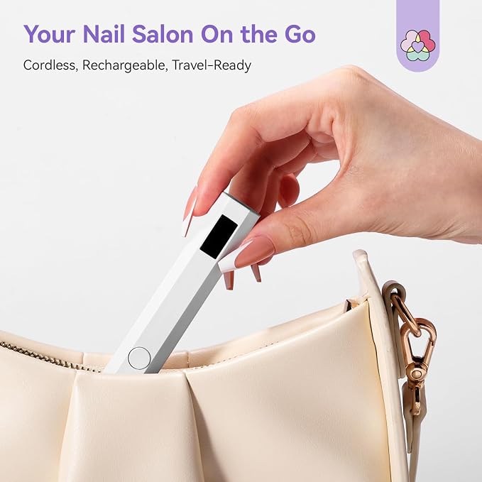 SAVILAND Hand Held U V Light for Nails Portable Rechargeable U V Nail Lamp | LCD display, 2 timer modes, Fast gel nail curing, Professional salon use, home DIY & travel use, White