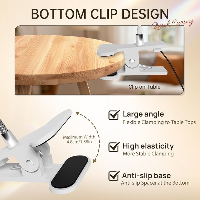 AORAEM U V Nail Lamp U V Light for Nails U V Gel Nail Lamp Silver | Gooseneck and Clamp for Gel Nails Quicky Dry Portable Flash Cure Light for Gel Nails Home DIY