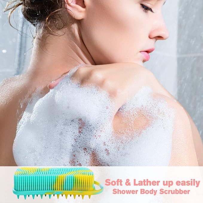 Silicone Body Scrubber, Loofah for Women, Shower Cleaner Scrub Body Brush | Gentle Exfoliating Shower Bath Brush, Rubber Body Wash Deep Cleaning & Exfoliator & Massage, Travel-Friendly for Bathroom