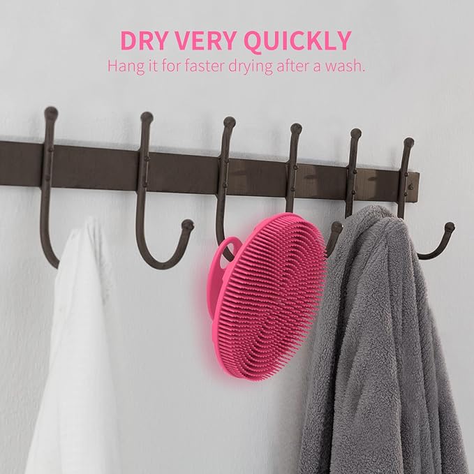 Silicone Body Scrubber, BEAUTAIL Gentle Exfoliating Shower Brush for Body | Hygienic Silicone Loofah, Easy-Grip Handle, Soft Bath Essential Scrubber for Sensitive Skin, Women, Men & Kids, 1 Pack, Rose