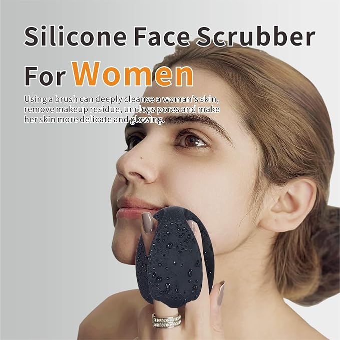 Silicone Face Scrubber for Men, 2 Pack Deep Cleaning Facial Brush, Manual Exfoliating Face Wash Brush for Blackhead Pore Cleansing, Sensitive Skin Care Tool for Women and Men