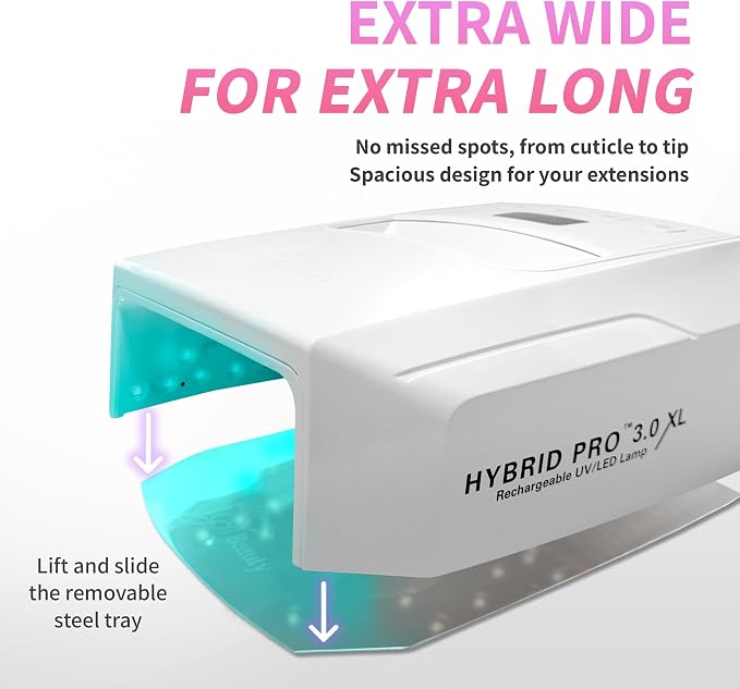 iGel Beauty Hybrid PRO 3.0 XL UV/LED Nail Lamp – Wireless Rechargeable 48W Nail Dryer, Extra Wide Full-Hand Curing, 9000mAh Battery, Smart Timer & Builder Gel Mode, Cordless Professional Lamp